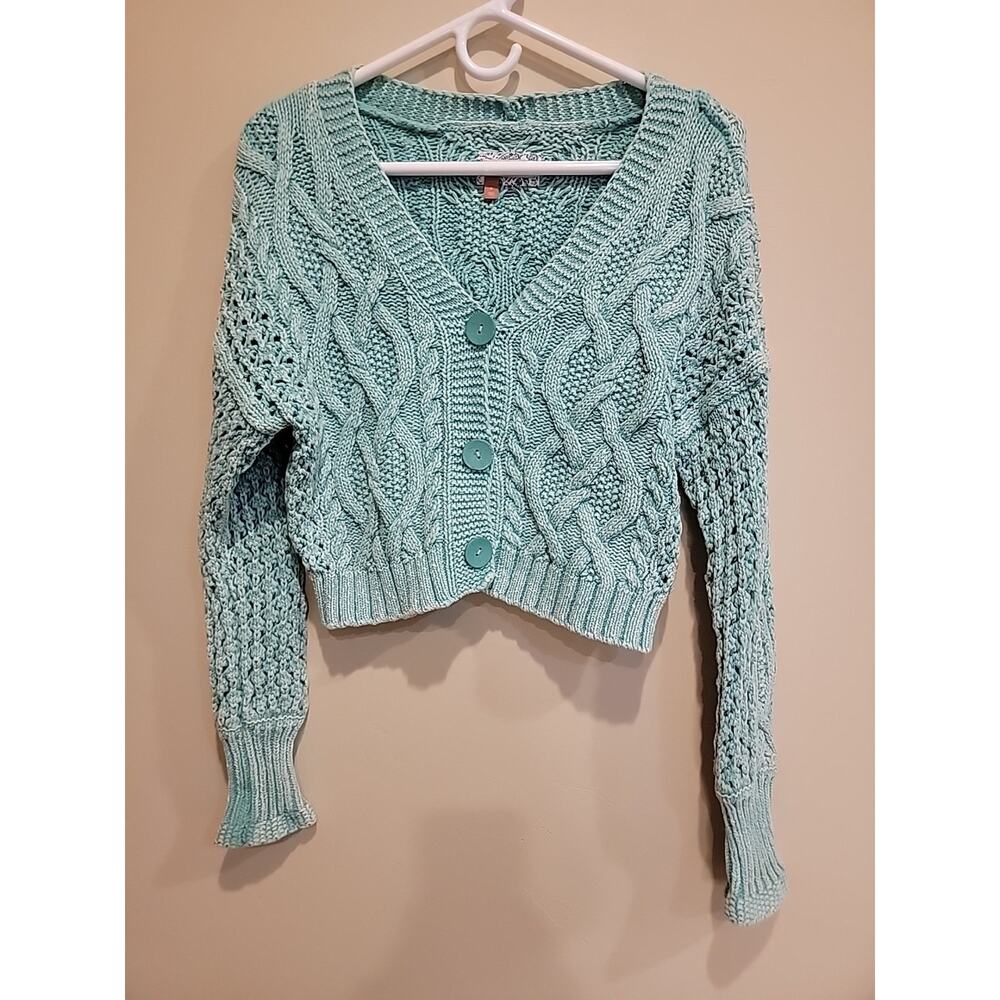 Anthropologie Pilcro Cropped Loose Weave sweater cardigan Women's Small